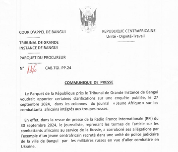 Clarification du Procureur Benoit Narcisse Foukpio à l’«enquête» de «Jeune Afrique» au soi-disant recrutement des combattants dans les prisons en RCA