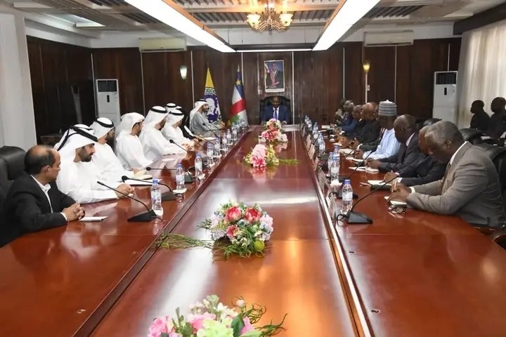 Le Président Touadéra a tenu une réunion de haut niveau avec une délégation des Emirats Arabes Unis