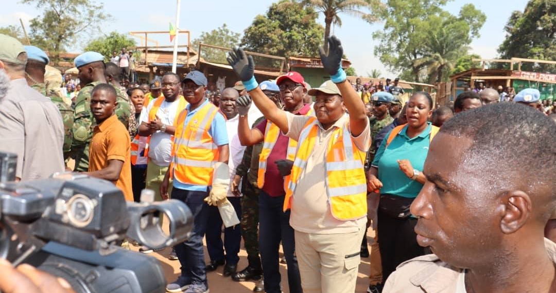 Le Président Touadéra au marché Combattant pour la réouverture du marché réhabilité