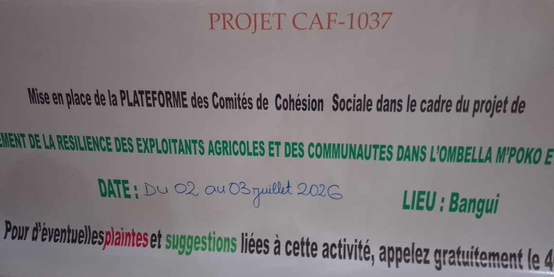 Le ministère centrafricain de l’Action Humanitaire et l’ONG «WHH» lancent une plateforme des comités constructifs pour renforcer la cohésion sociale