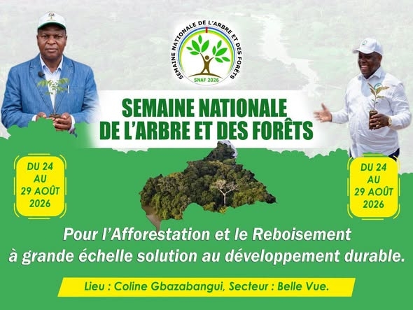 Le Premier Ministre Félix Moloua lance la première Semaine Nationale de l’Arbre et des Forêts sur la colline de Bas-Oubangui