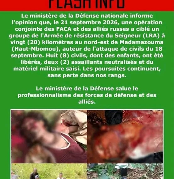 8 civils dont des enfants libérés, 2 éléments de la LRA neutralisés : c’est le bilan de la traque contre ces bandits armés dans la localité de Madamazuma